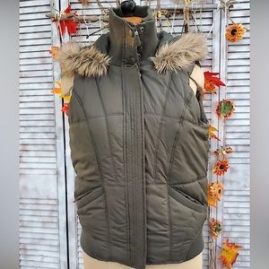 CALVIN KLEIN Hooded Faux Fur Quilted Vest